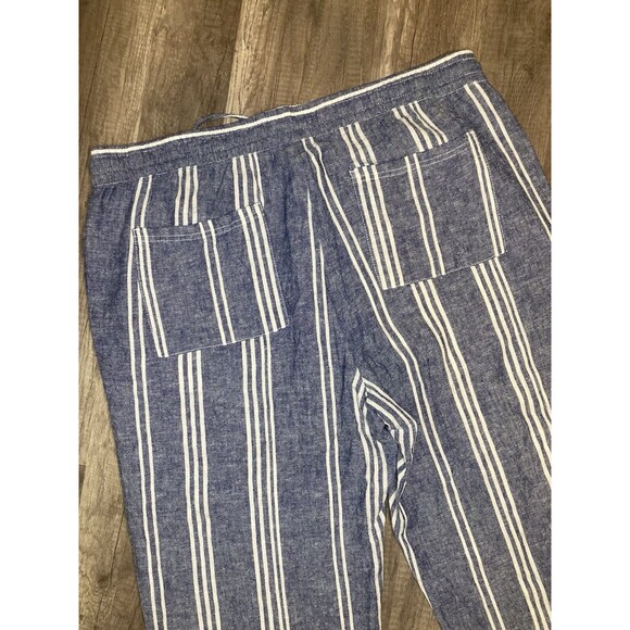 Old Navy Pants Women’s XL Wide Leg Linen Blend Striped Pull On Casual Beach Boho - Picture 6 of 8